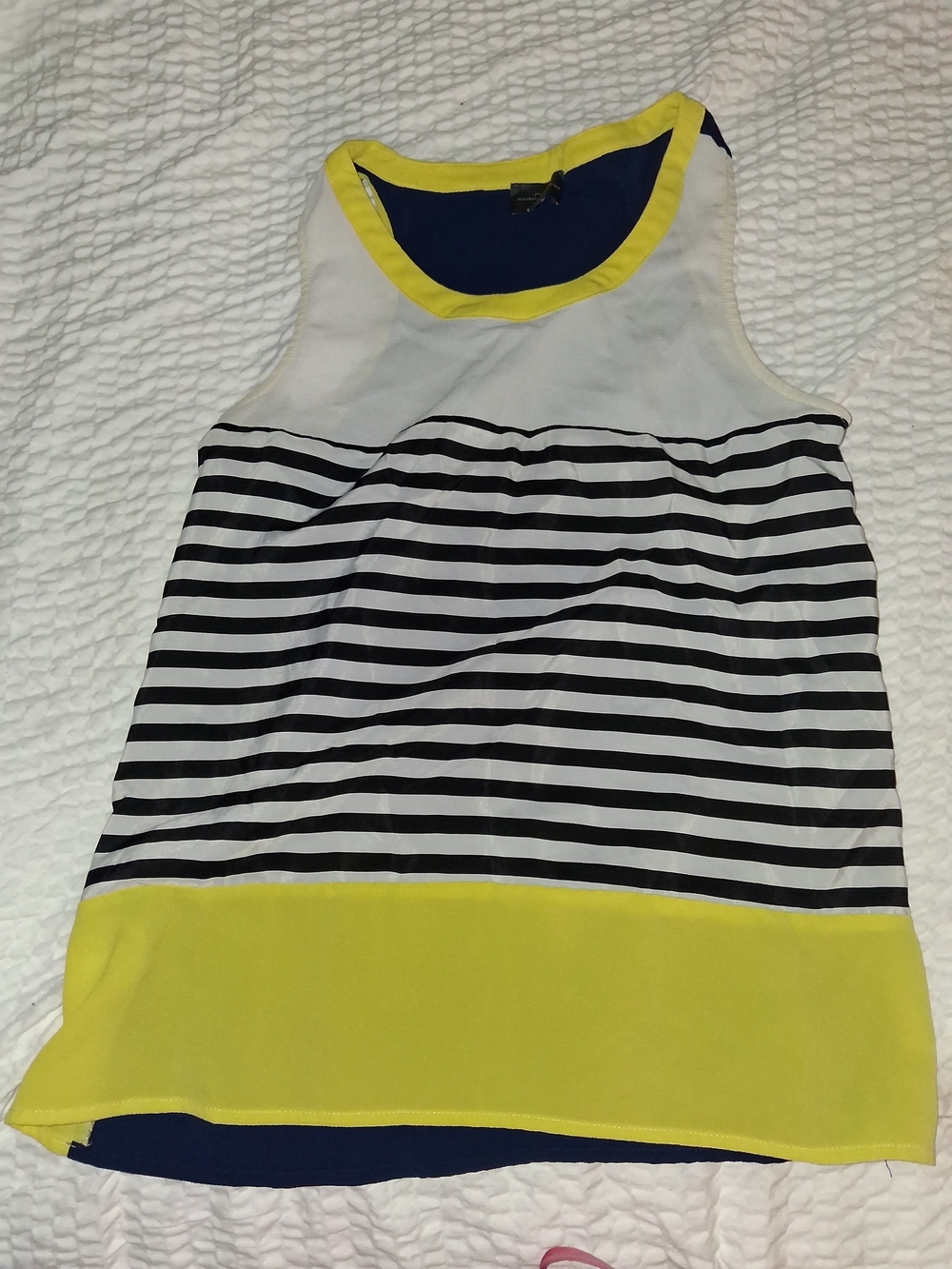 Market & Spruce Navy, Yellow & White Striped Girls Tank
